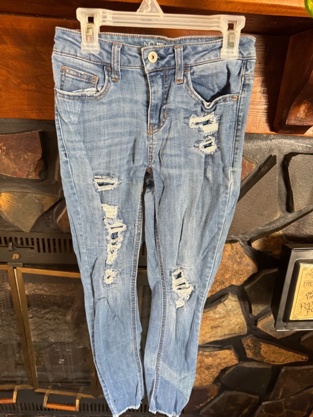 NOBO Light Blue Skinny Distressed Jeans